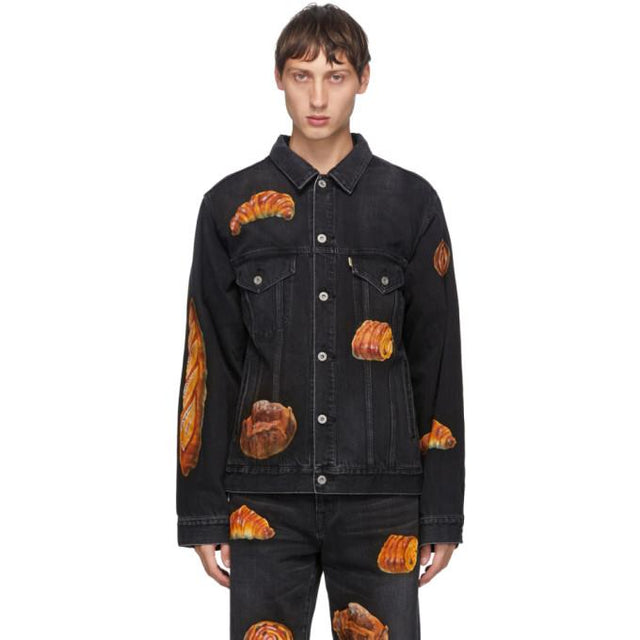 Doublet Black Denim Hand-Painted Boulangerie Jacket