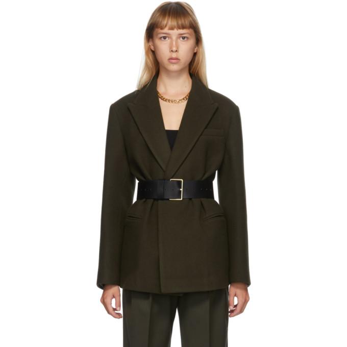 DRAE Khaki Wool Belted Blazer