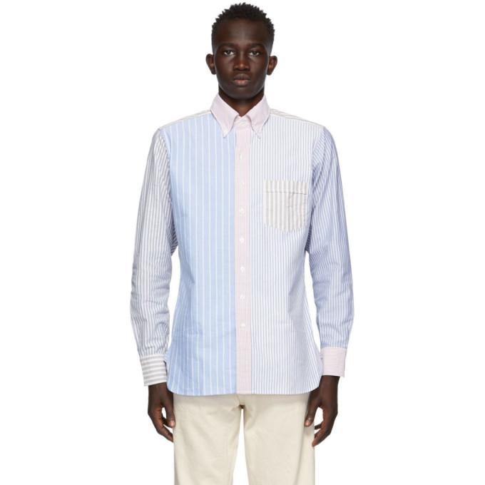 Drakes Multicolor Oxford Cloth Stripe Shirt