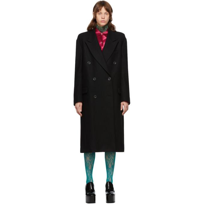 Dries Van Noten Black Wool Double-Breasted Coat