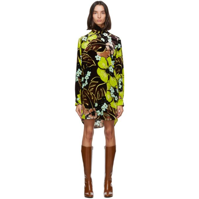 Dries Van Noten Brown Velvet Floral Short Dress – BlackSkinny