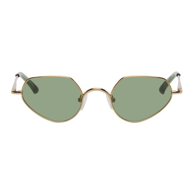Dries Van Noten Gold Linda Farrow Edition Cat-Eye Sunglasses
