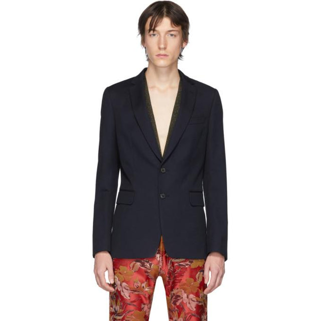 Dries Van Noten Navy Wool Blazer