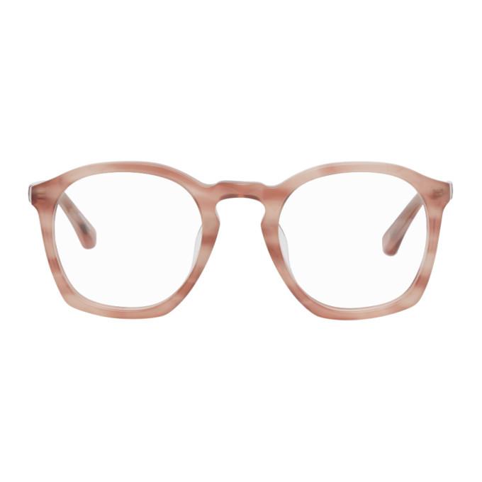 Dries Van Noten Pink Linda Farrow Edition Square Glasses