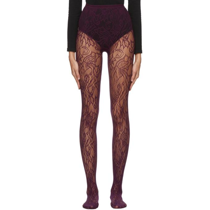 Dries Van Noten Purple Fogal Edition Lace Tights