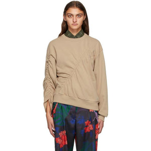 Dries Van Noten Taupe Ruched Sweatshirt