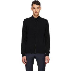 Dunhill Black Cashmere Zip Through Sweater