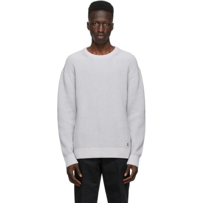 Dunhill Grey Engineered Rib Military Sweater