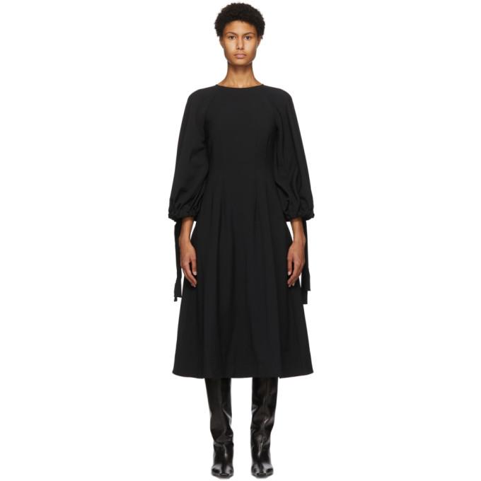 Edit Black Drawcord Mid-Length Dress