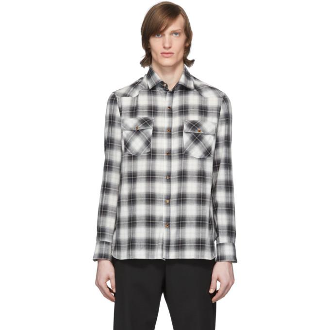 Eidos Black and White Plaid Western Shirt