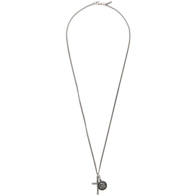 Emanuele Bicocchi Silver Cross and Coin Pendant Necklace