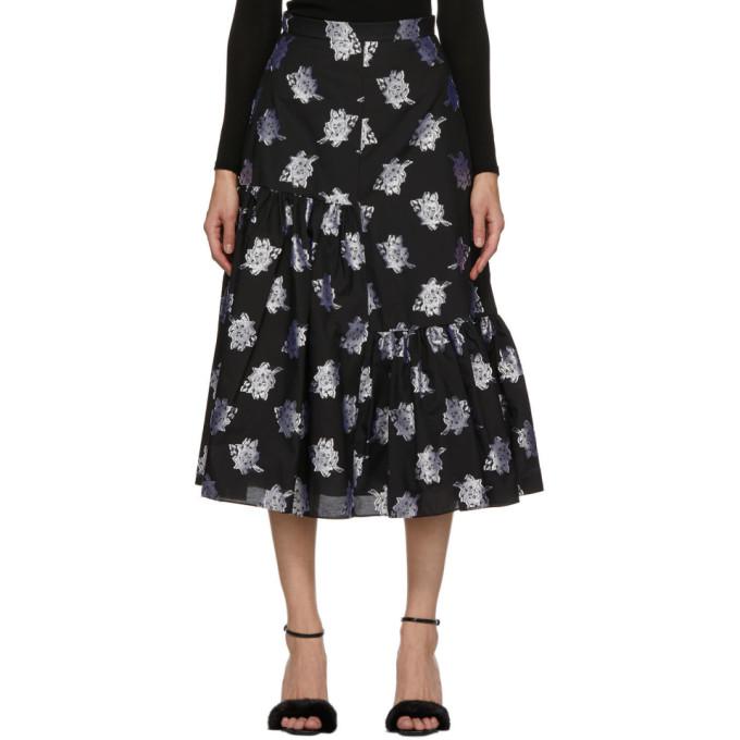 Erdem Black and Grey Gaura Skirt