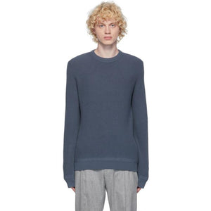 Ermenegildo Zegna Blue Open Knit Crewneck Sweater