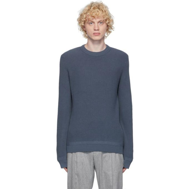 Ermenegildo Zegna Blue Open Knit Crewneck Sweater