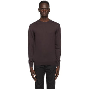 Ermenegildo Zegna Burgundy Cashmere Crewneck Sweater