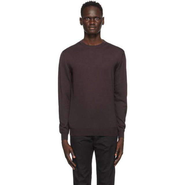 Ermenegildo Zegna Burgundy Cashmere Crewneck Sweater