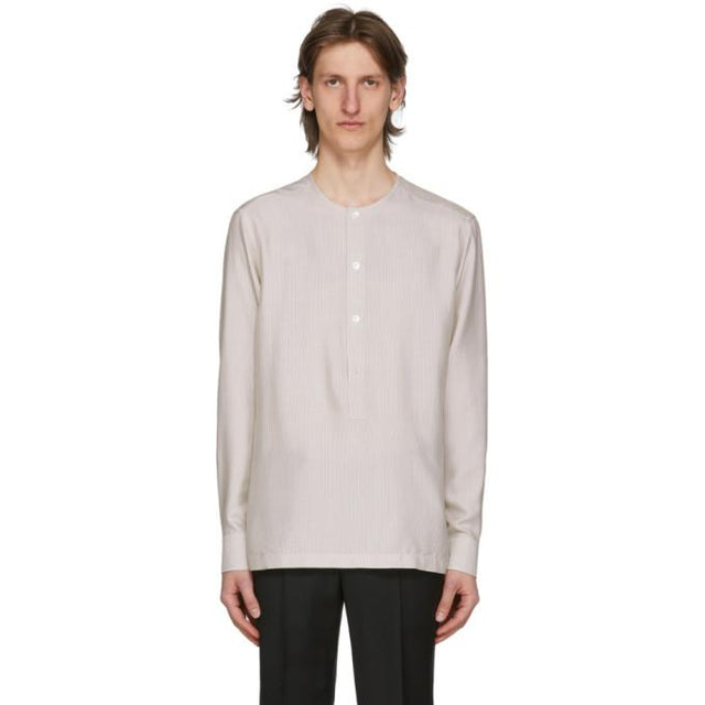 Ermenegildo Zegna Grey Band Collar Shirt