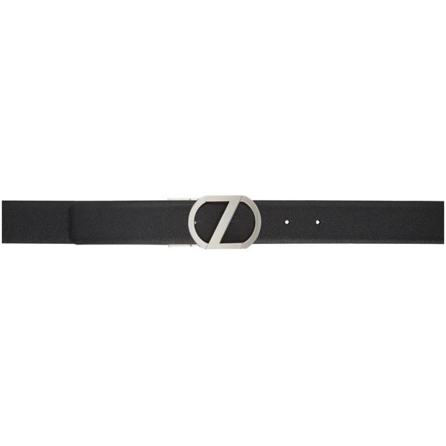 Ermenegildo Zegna Reversible Black Logo Belt