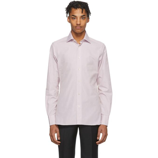 Ermenegildo Zegna White and Pink Camicia Trofeo Shirt