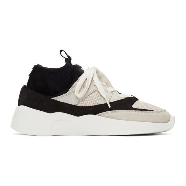 Essentials Black and Beige Sock Runner Sneakers