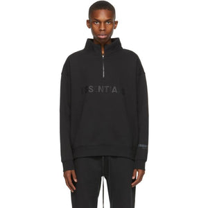 Essentials Black Half-Zip Mock Neck Sweatshirt