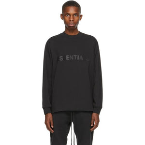 Essentials Black Logo Long Sleeve T-Shirt