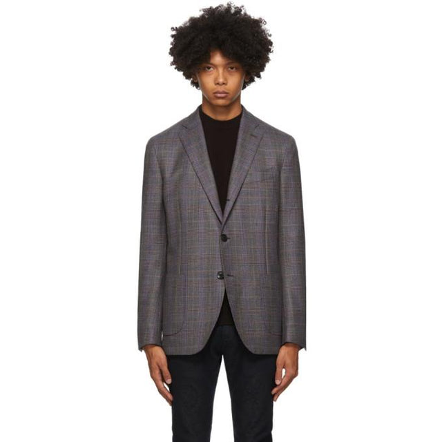 Etro Grey Check Wool Blazer