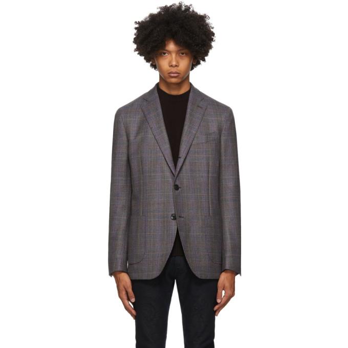 Etro Grey Check Wool Blazer