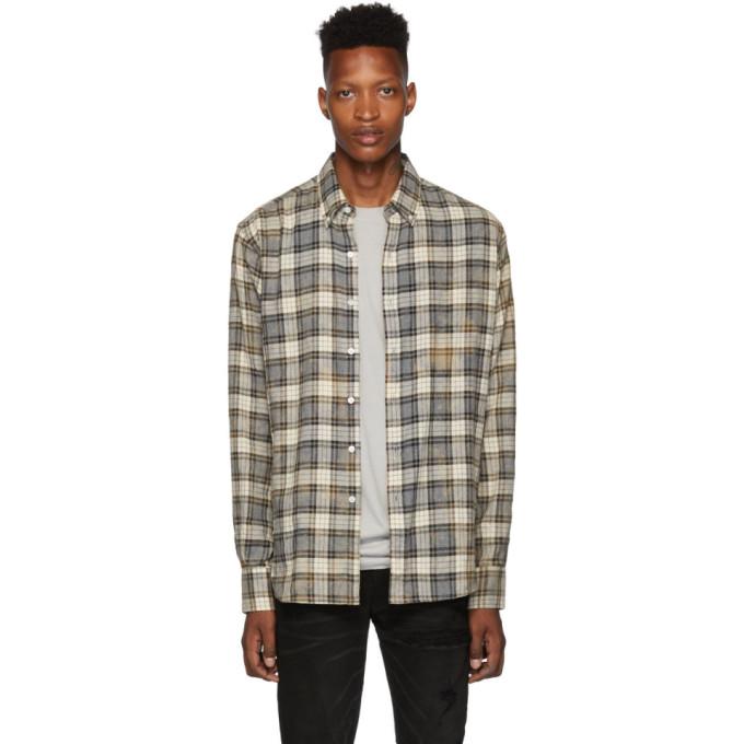 Faith Connexion Grey and Beige Bleached Regular Shirt