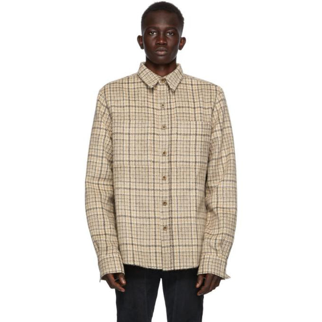 Faith Connexion SSENSE Exclusive Beige Wool and Mohair Checkered Shirt