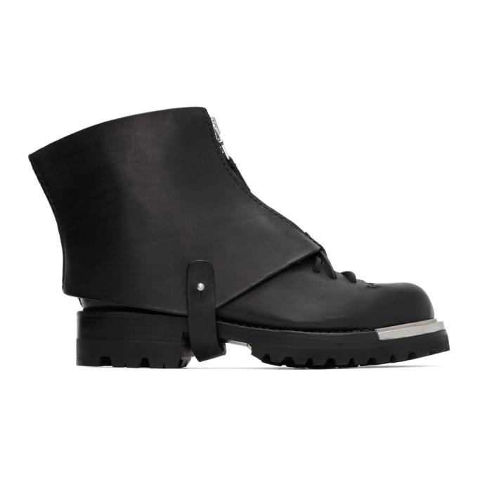 Feit SSENSE Exclusive Black Gator Metal Hiker Boots