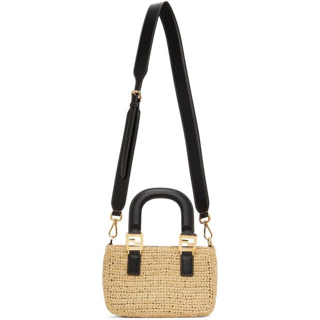 Fendi Beige Raffia Mini Forever Fendi Tote
