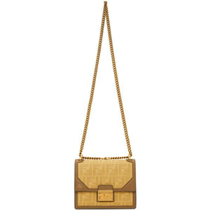 FENDI Kan U Small Embossed Leather Crossbody Bag Brown