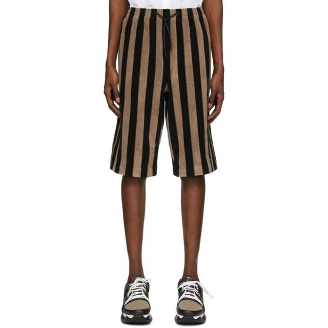 Fendi Black and Brown Terry Bermuda Shorts