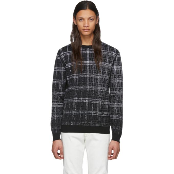 Fendi Black and Grey Wool Forever Fendi Sweater