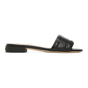 Fendi Black Leather Forever Fendi Sandals