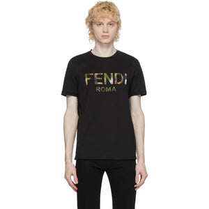 Fendi Black Multicolor Logo T-Shirt