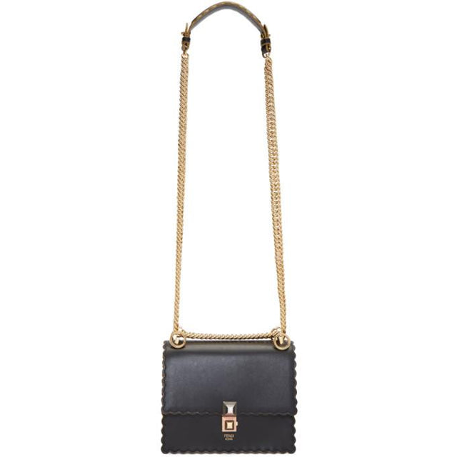 Fendi Black Small Scalloped Kan I Bag