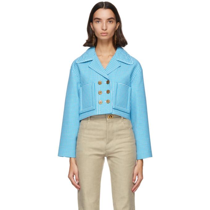 Fendi Blue and White Wool Vichy Jacket
