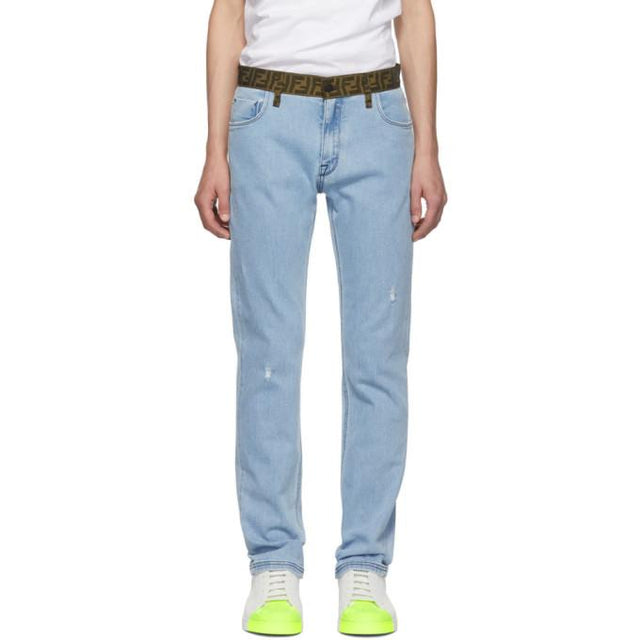 Fendi Blue Forever Fendi Belt Jeans