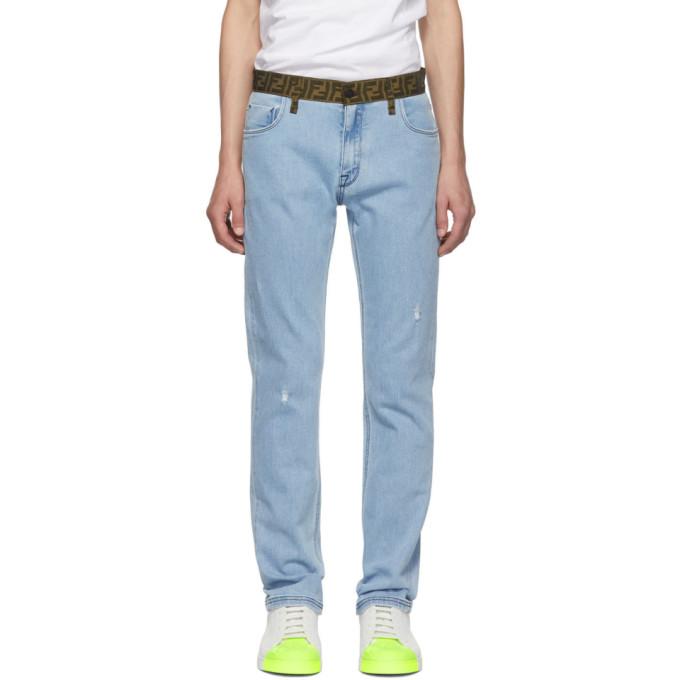 Fendi Blue Forever Fendi Belt Jeans