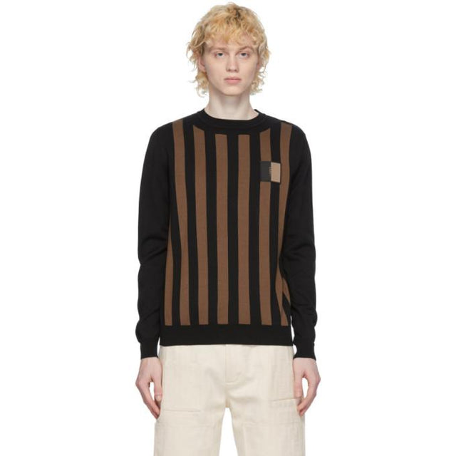 Fendi Brown and Black Cotton Crewneck Sweater
