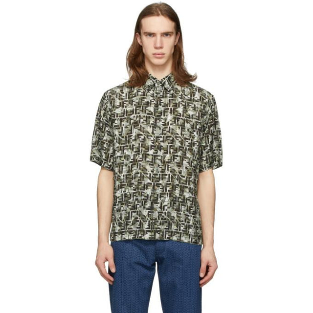 Fendi Green Camo Forever Fendi Short Sleeve Shirt