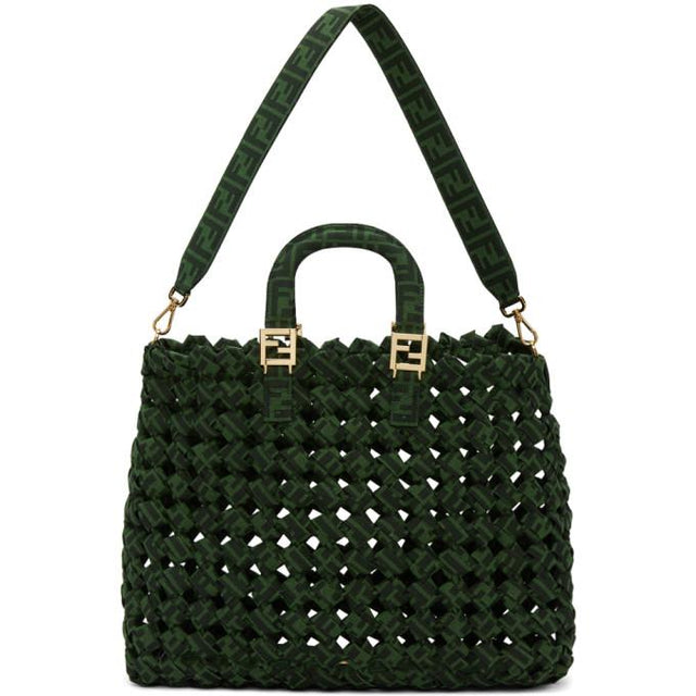 Fendi Green Jacquard Forever Fendi 1974 Tote