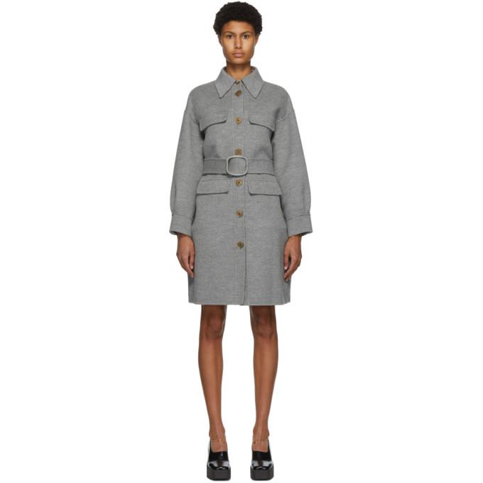 Fendi Grey Double Wool Trench Coat