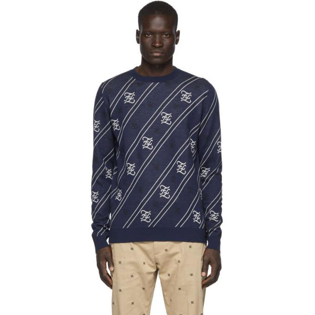 Fendi Navy Forever Fendi Cursive Sweater