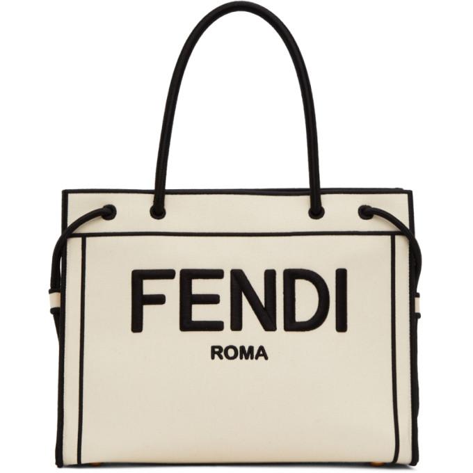 Fendi Off-White Medium Shopper Tote
