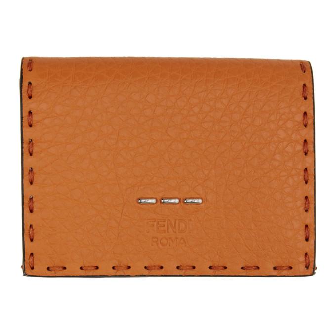 Fendi Orange Leather Beads Wallet