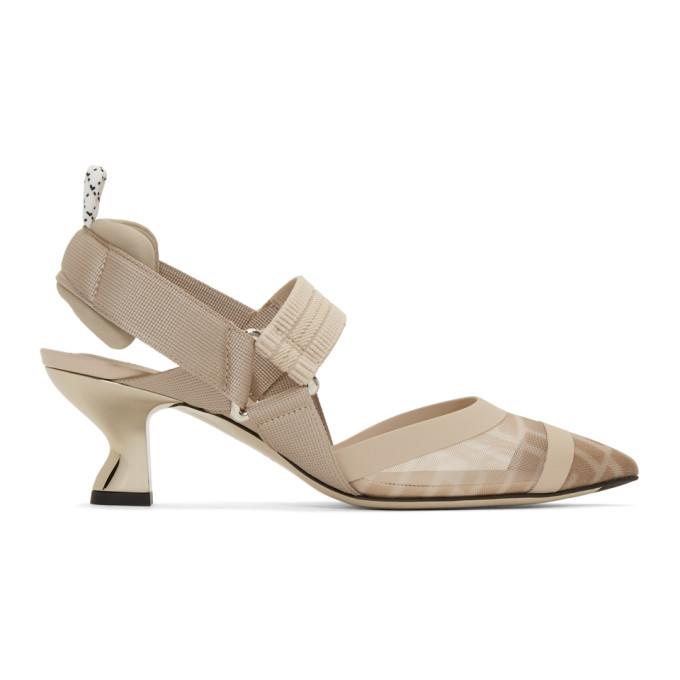 Fendi Pink Mesh Colibri Slingback Heels
