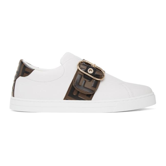 Fendi White Forever Fendi Strap Sneakers
